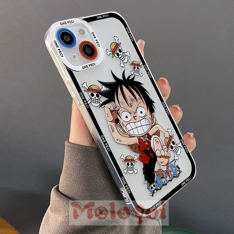 Soft Case TPU Transparan Motif Kartun Luffy One Piece Untuk iPhone 7 8 Plus 11 XR 12 13 11 Pro MAX 6 6S Plus X XS MAX SE 2020