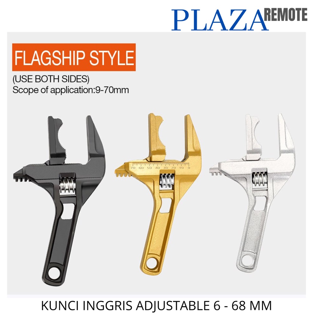 KUNCI INGGRIS PIPA KERAN ADJUSTABLE 6 - 68 MM ARC JAW BULAT CHROME SANITARY ADJUSTABLE WRENCH