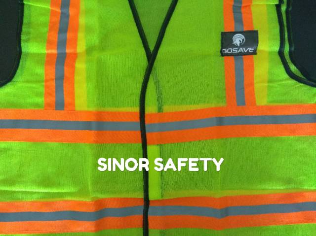 Rompi Safety Kombinasi Polyester HIJAU dan ORANGE Double Scotlite Polyester Safety Vest Rompi