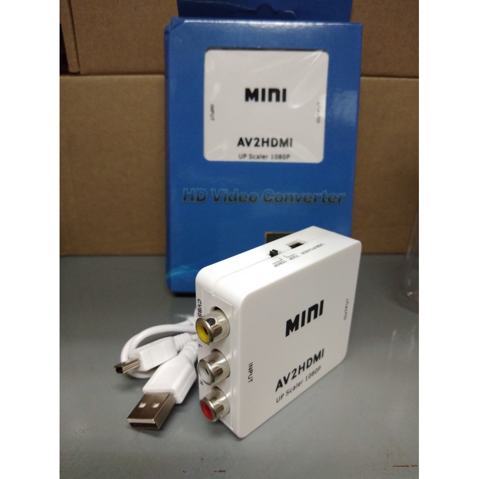 Converter AV To HDMI Mini box biru