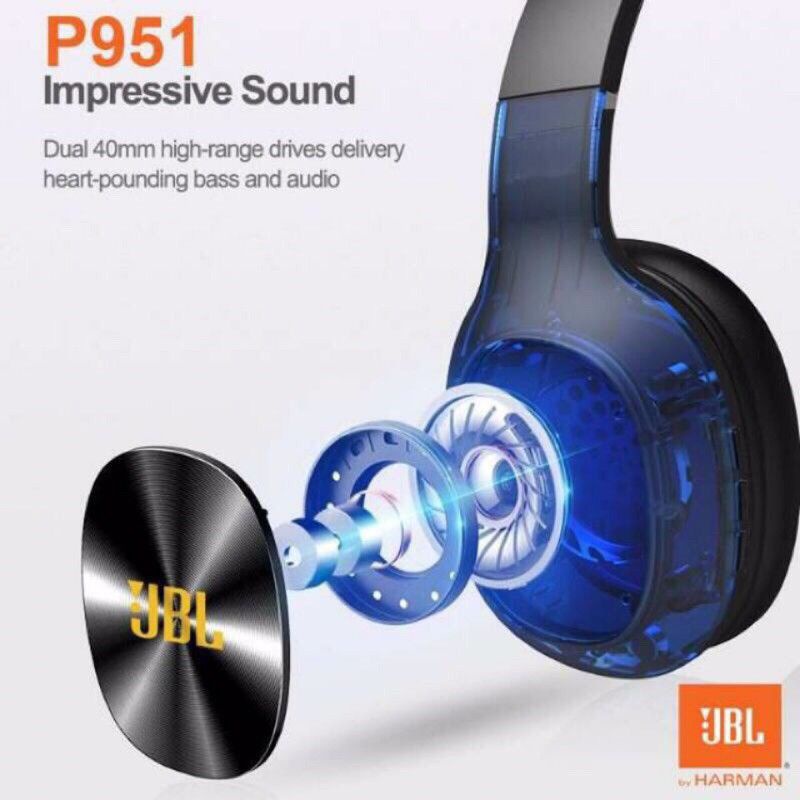 (bisa COD) Zenia Headphone Bluetooth P951 Bando Wireless Headset AD2P Superbass Handsfree P 951