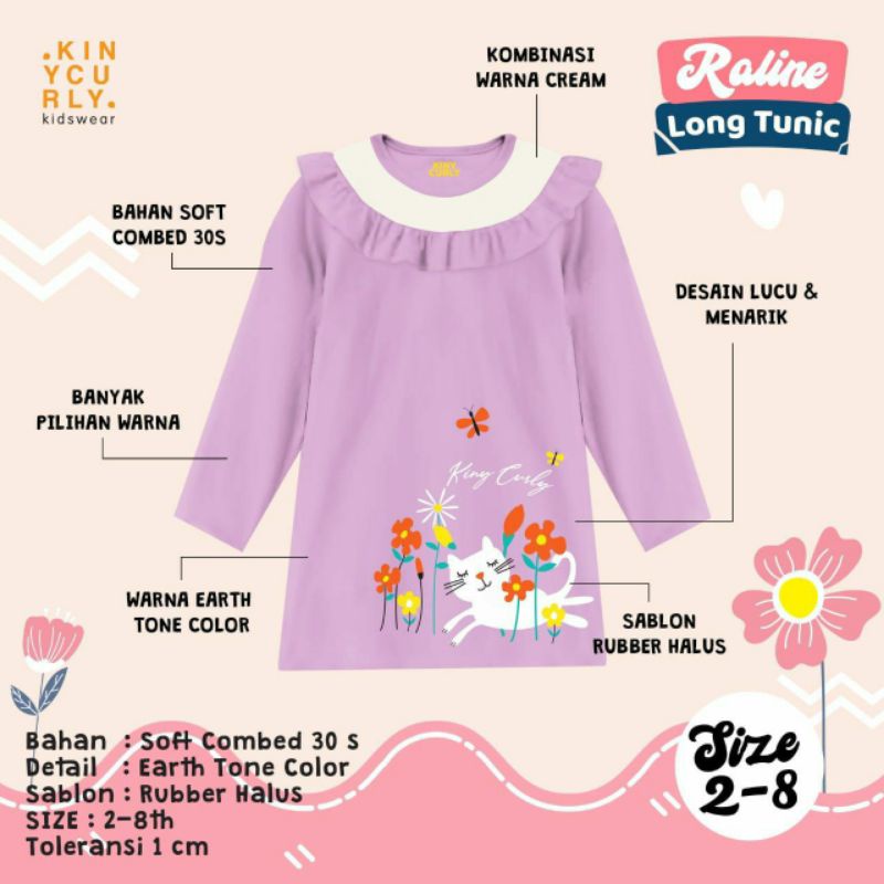 Long tunic by kinycurly 2-8Th/Tunik lengan panjang/Tunik anak