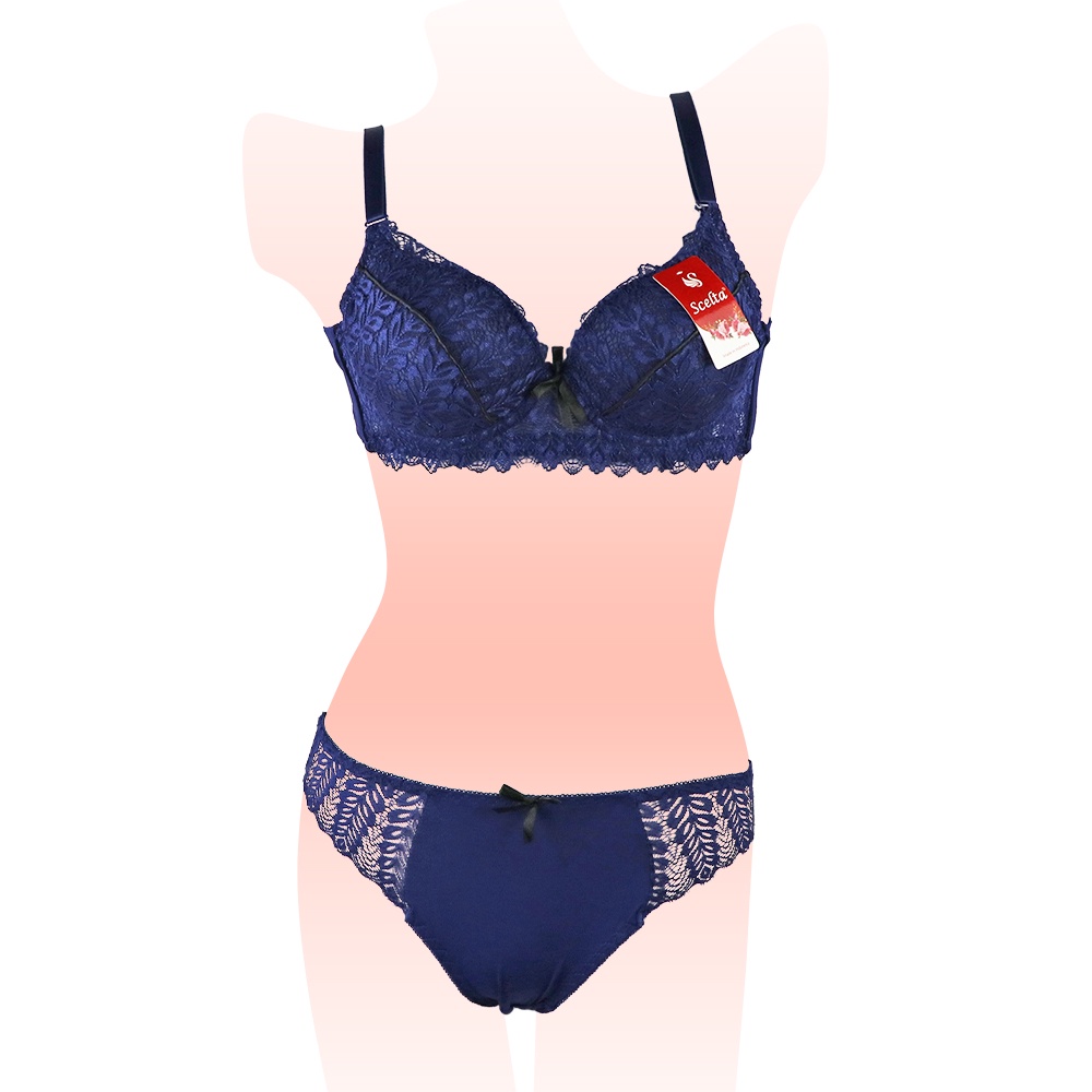Setelan Bra dan Celana Dalam Pakaian Dalam Wanita CD Semi Transparan BH SC 1789 SET