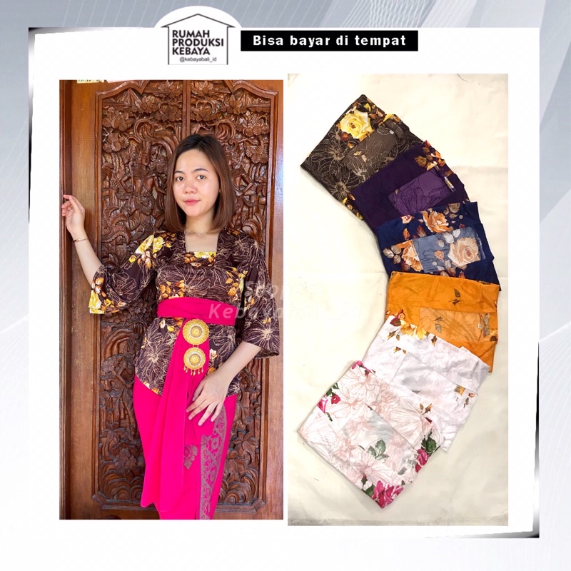 Kebaya bali modern bed strait atasan tradisional lengan lonceng print bunga