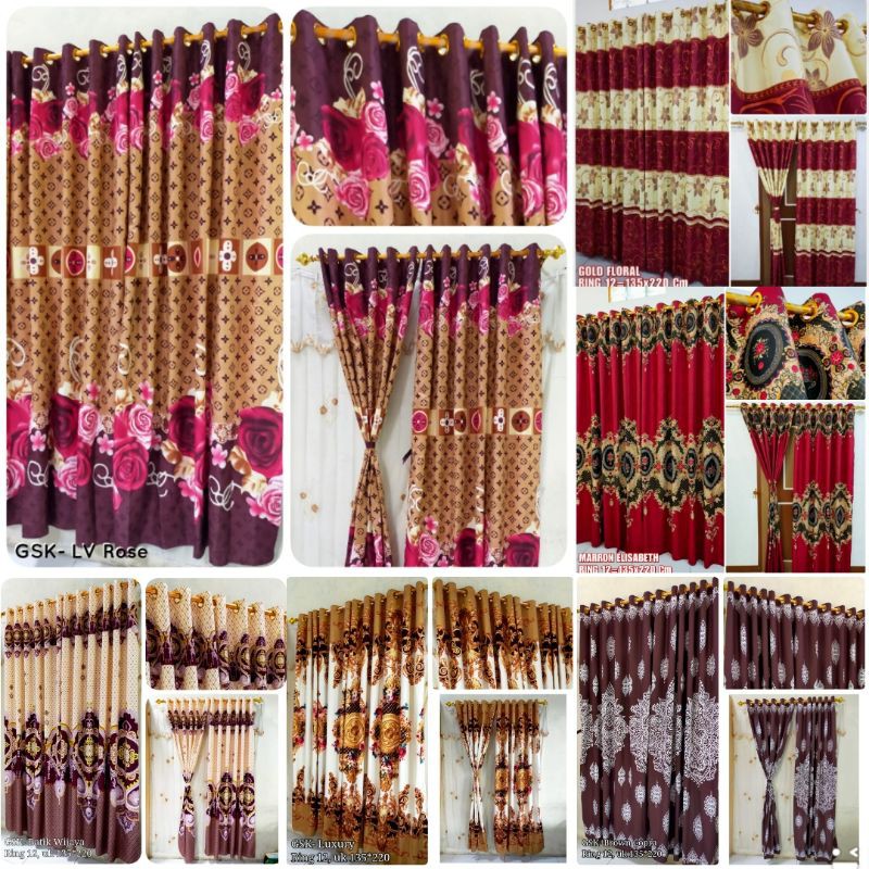 Gorden Pintu Hordeng Jendela Ring Smokering Batik Abstrak