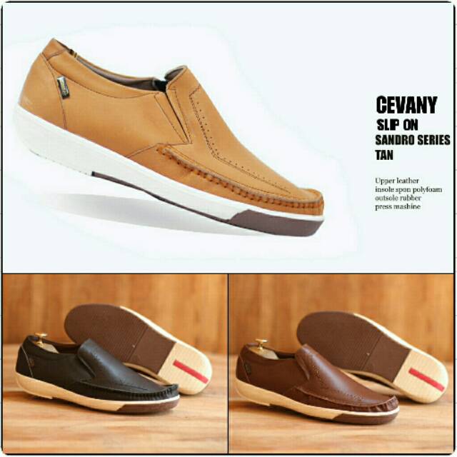 Sepatu slop cevany kulit asli