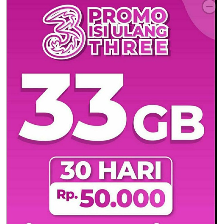 Paket Data Murah TRI 33GB 85K
