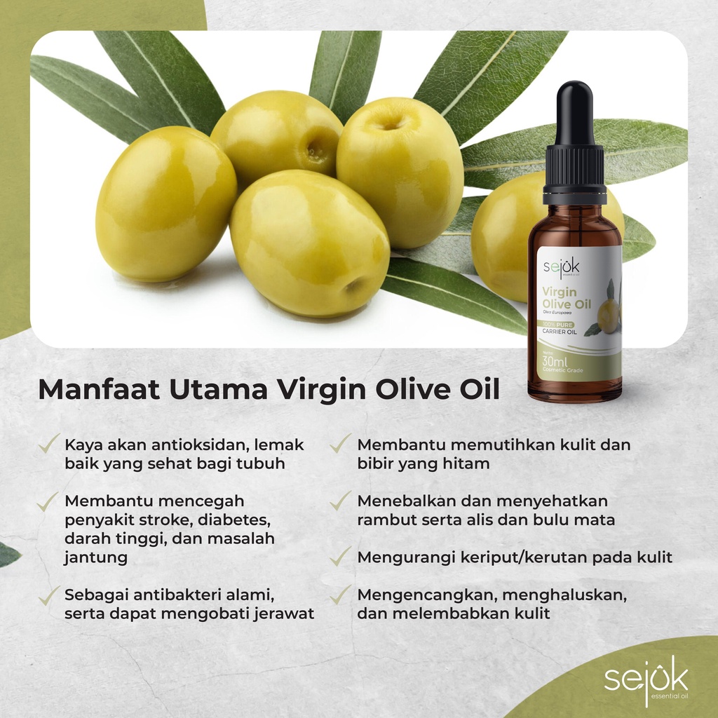 SEJUK Virgin Olive Oil / Minyak Zaitun Carrier Oil Pure 100% - 30ml