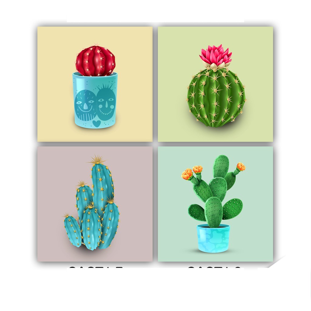 Ukuran (20x20cm) Pajangan Poster Kaktus Cactus Leaf Dekorasi Rumah Ruang Tamu Wall Decor Kamar CACT1 Hiasan Dinding