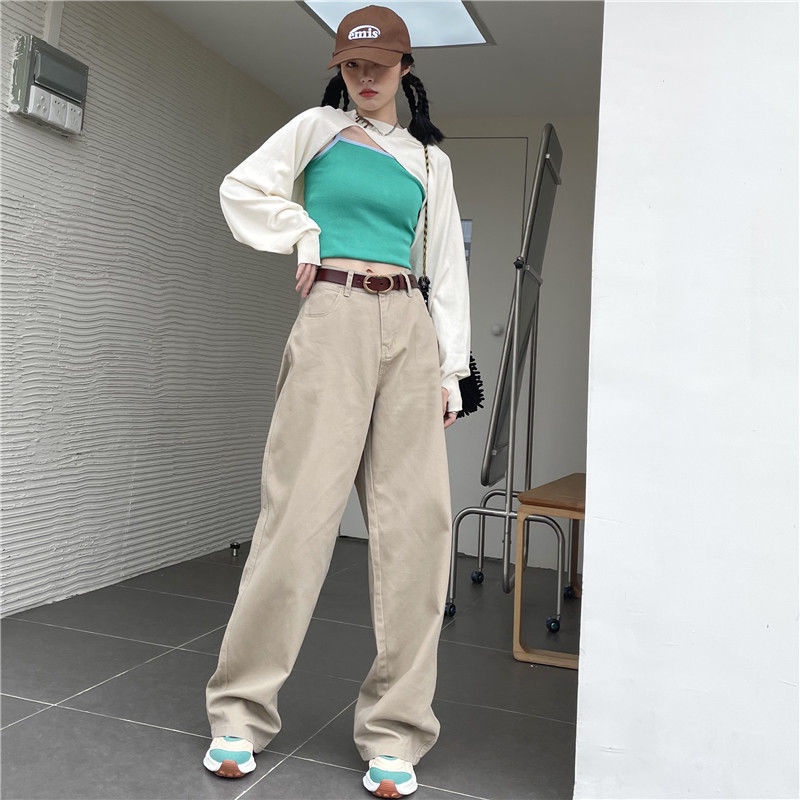 Korean style straight leg loose khaki ringan jeans