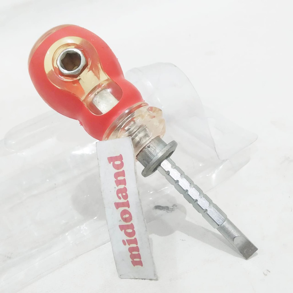 Obeng Bolak Balik Cebol Bening kecil mini Min Plus Pendek + - grip