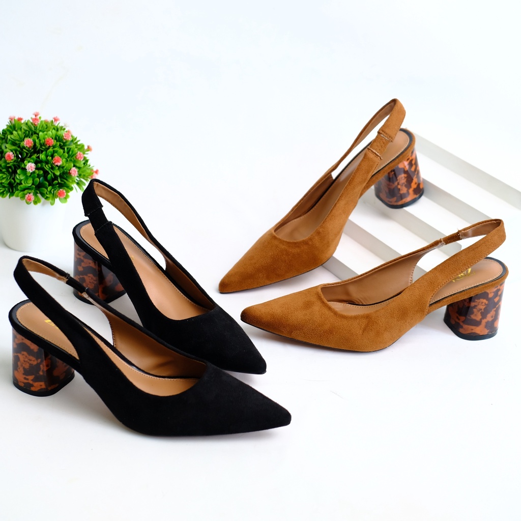 SEPATU KERJA WANITA ZS060 SLINGBACK TORTOISESHELL SHOES PREMIUM IMPORT