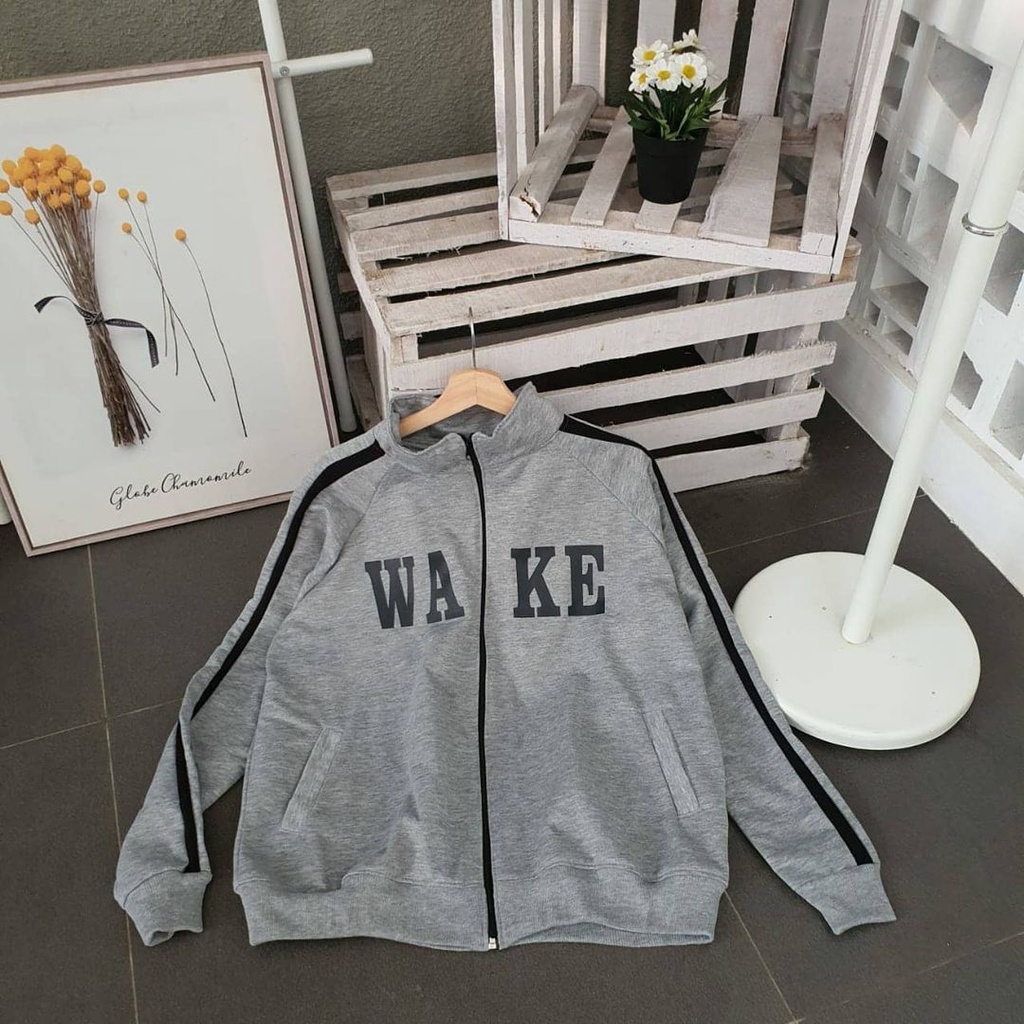 Jaket Wake Zipper Sweater Jaket Resleting Pria Wanita Bahan Fleece