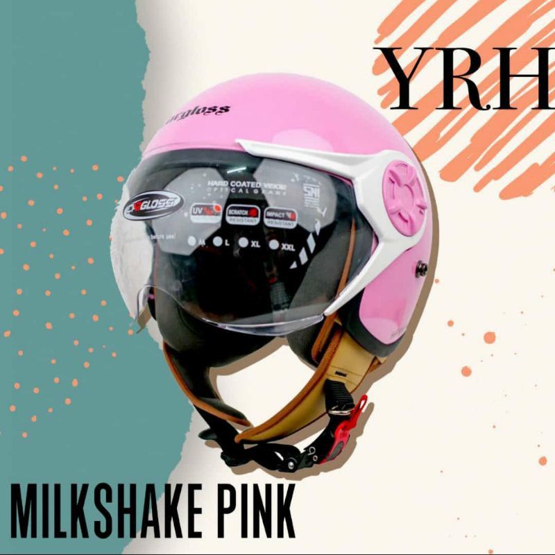 HELM CARGLOSS YRH HIJAB PINK MILKSHAKE ORIGINAL HELM CARGLOSS HIJAB PINK HELM CEWE HIJAB HELM PINK