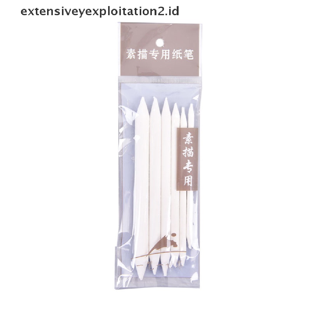 Id 6pcs / set Stick Blending Smudge Stump Tortillon Warna Putih Untuk Sketsa / Gambar