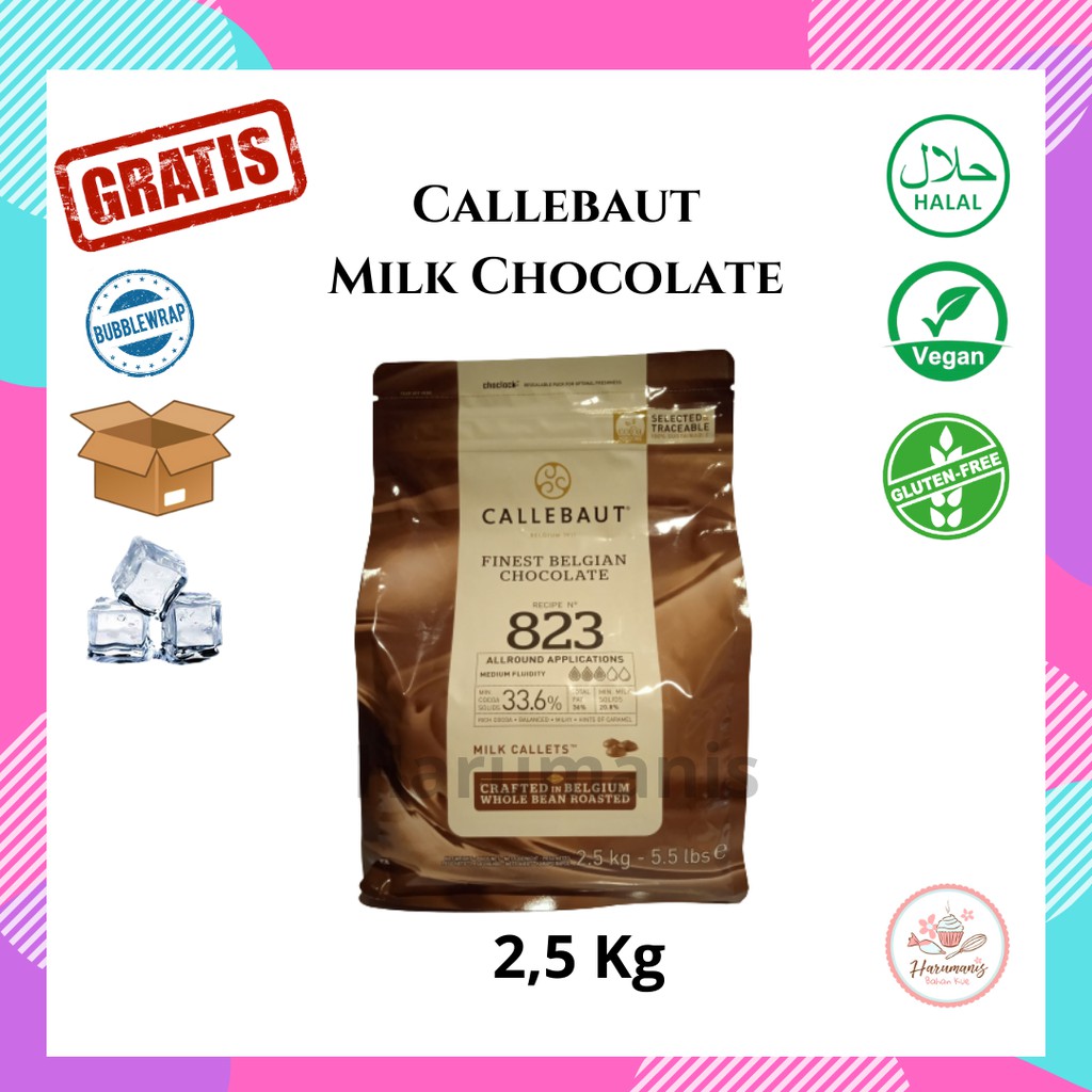 

Callebaut Milk Chocolate Couverture 823 33,6% Kemasan Asli 2,5kg