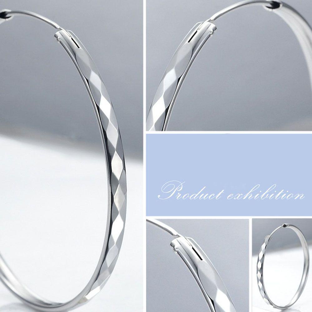 Solighter Hoop Earrings Hadiah Untuk Wanita Gadis Perhiasan Tindik Warna Silver Anting Loop Halus