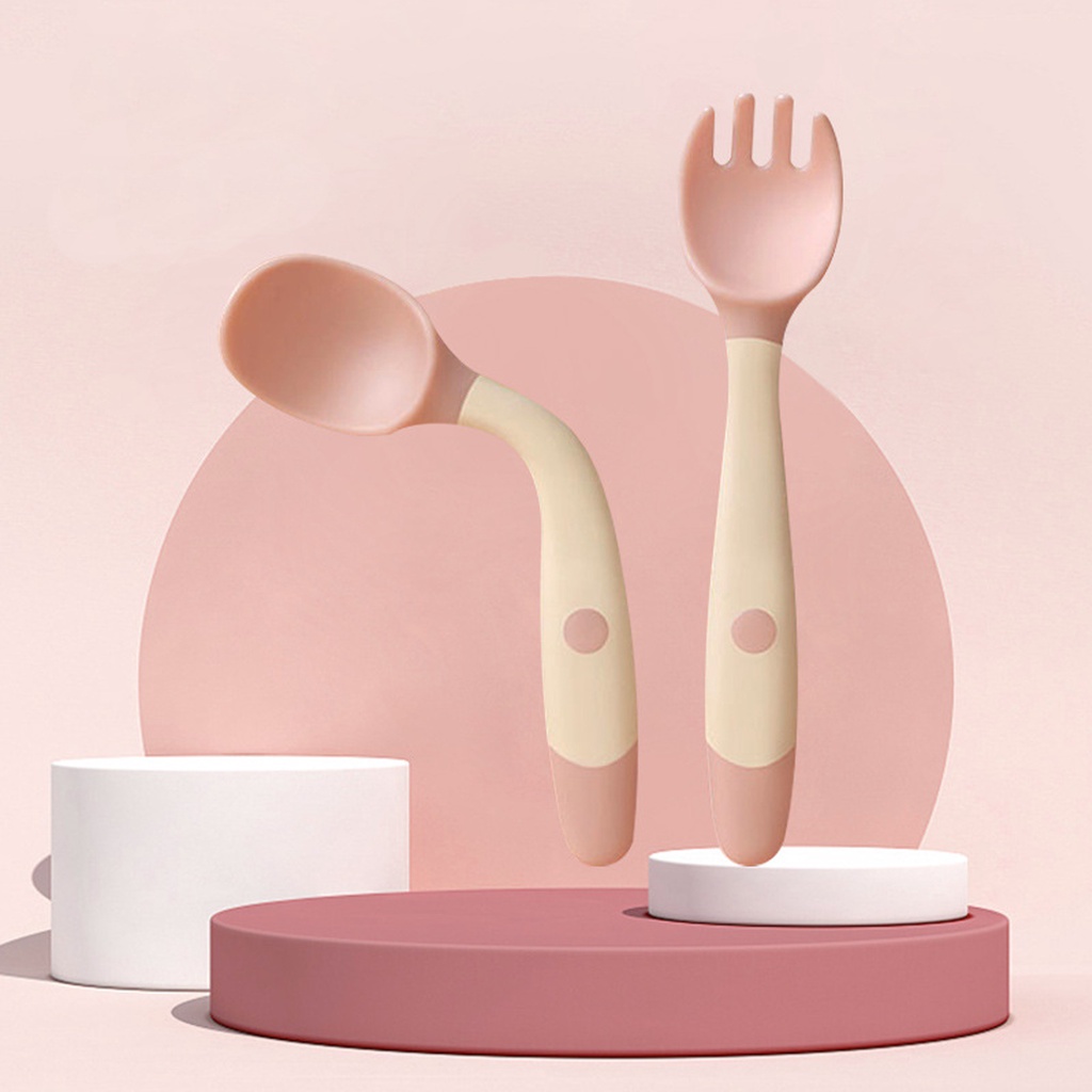 JetCook Sendok Makan Bayi Alat Makan Bayi Set Sendok Garpu Bengkok MPASI Bahan Silikon Safety Spoon Baby