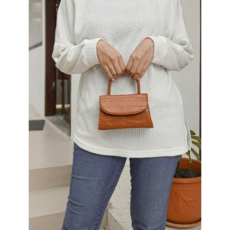 MIZU CROCO HANDLE + SELEMPANG BAG-TAN