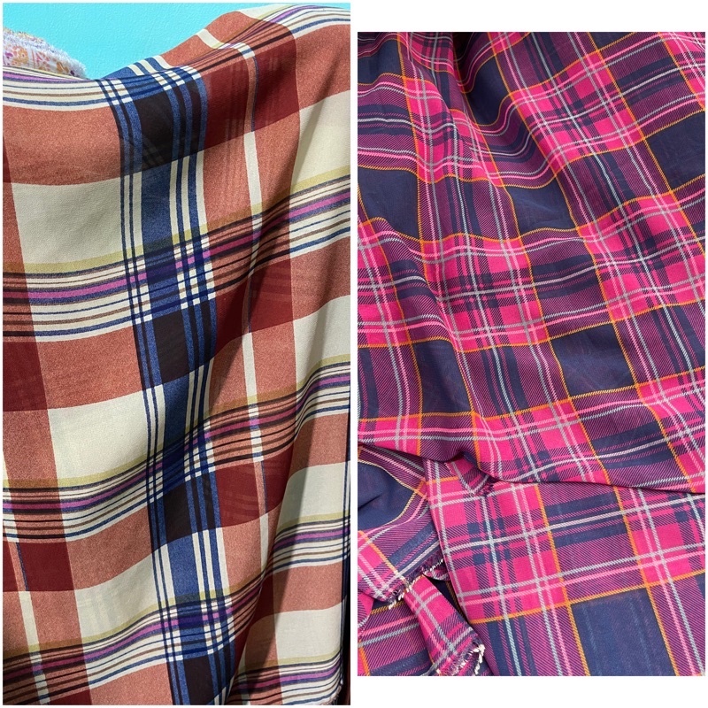 kain ceruty kotak - ceruti motif kotak - bahan kain meteran - Sifon Motif