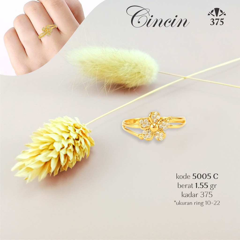 CINCIN EMAS ASLI VARIASI BUNGA BESAR 5005 C KADAR 375