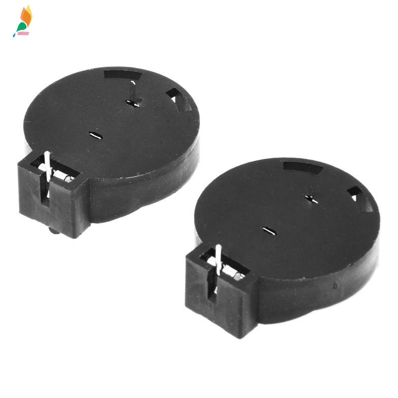 2pcs CR2450 Casing Holder Baterai Kancing 2 Pin Warna Hitam