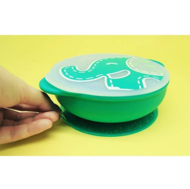 Marcus&amp;Marcus Suction Bowl with Lid Yellow / Green  - Marcus &amp; Marcus Peralatan makan Bayi