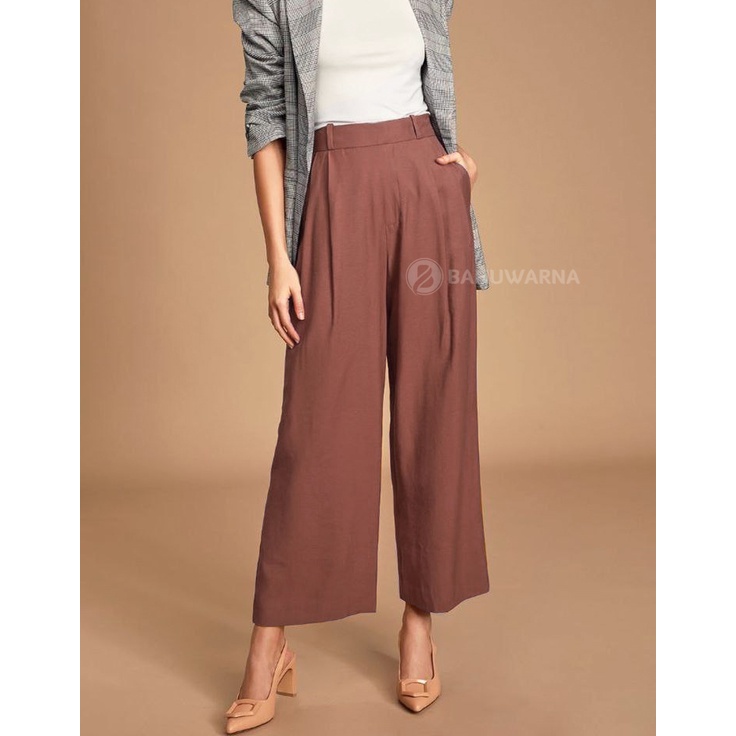 Celana Kulot Wanita Panjang High Waist Bahan Katun Loose Pants kerja kantor kekinian