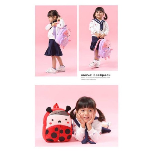 New Kids - Tas Ransel Anak TK / Paud Karakter Binatang Animal Bahan Boneka