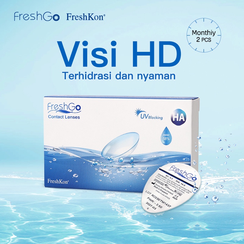 Freshkon Softlens bening minus -1.00~-6.50 lensa kontak Kadar air 58% sekali sebulan