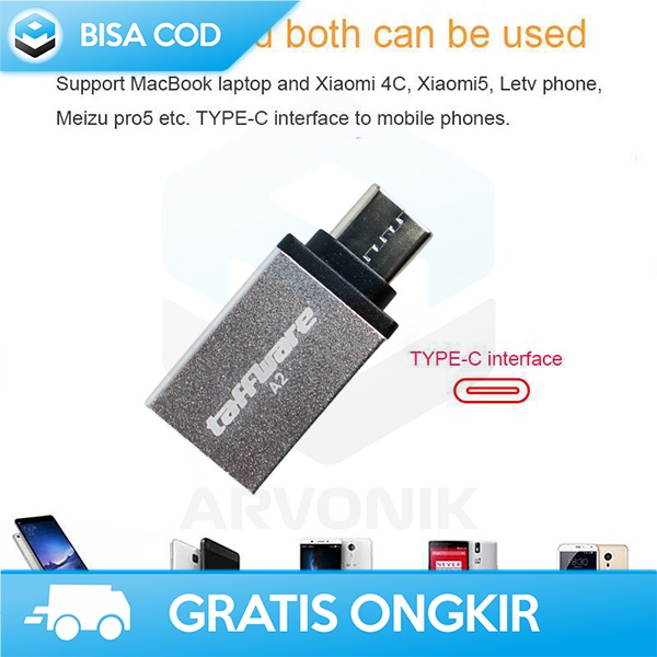 OTG TYPE C 10 GBPS SMARTPHONE LAPTOP ADAPTOR SILVER BY TAFFWARE A2