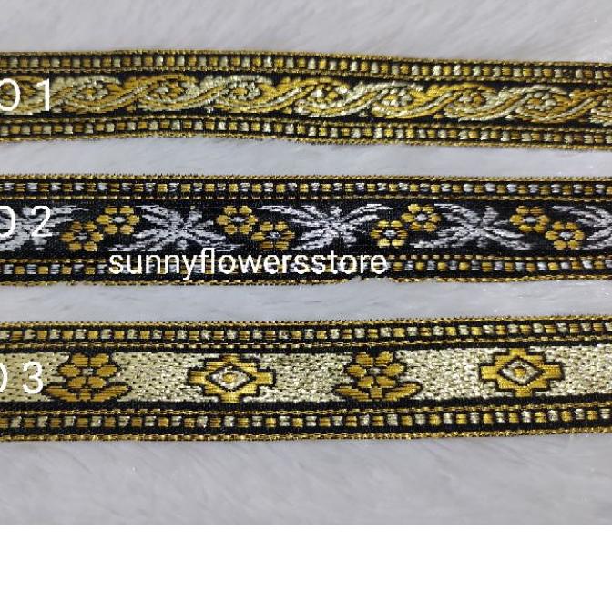 Pita gamis India /renda bordir lebar 2 cm