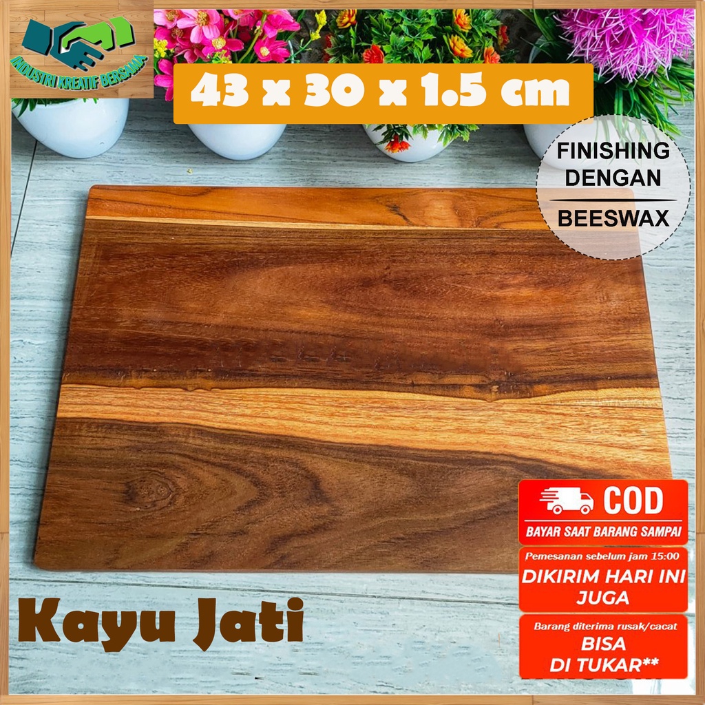 Talenan Kayu Jati Besar KUALITAS PREMIUM - Alas Adonan Kue - Cutting