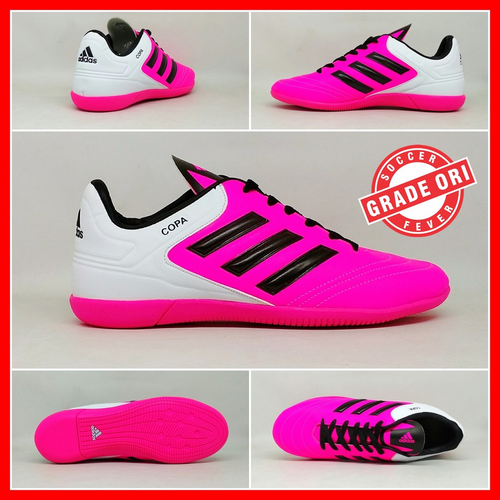 Sepatu Futsal Dewasa Adidas Copa Pink Putih List Hitam