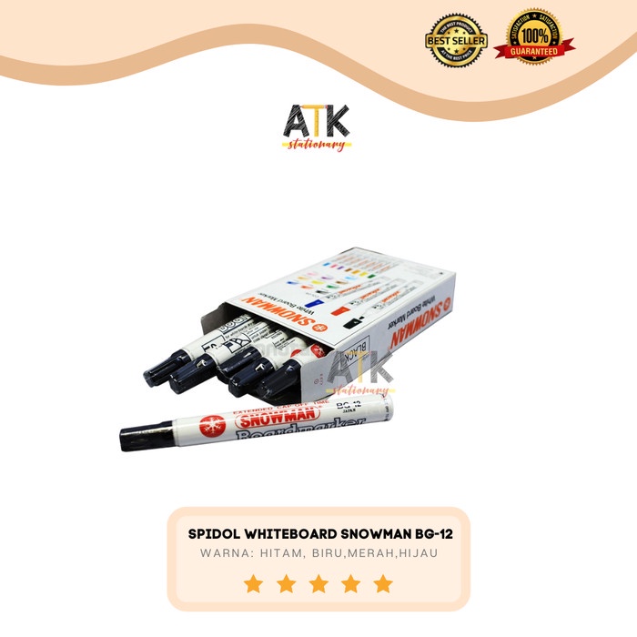 

TULIS-ALAT- SPIDOL WHITEBOARD MARKER SNOWMAN ATK - HITAM -ALAT-TULIS.
