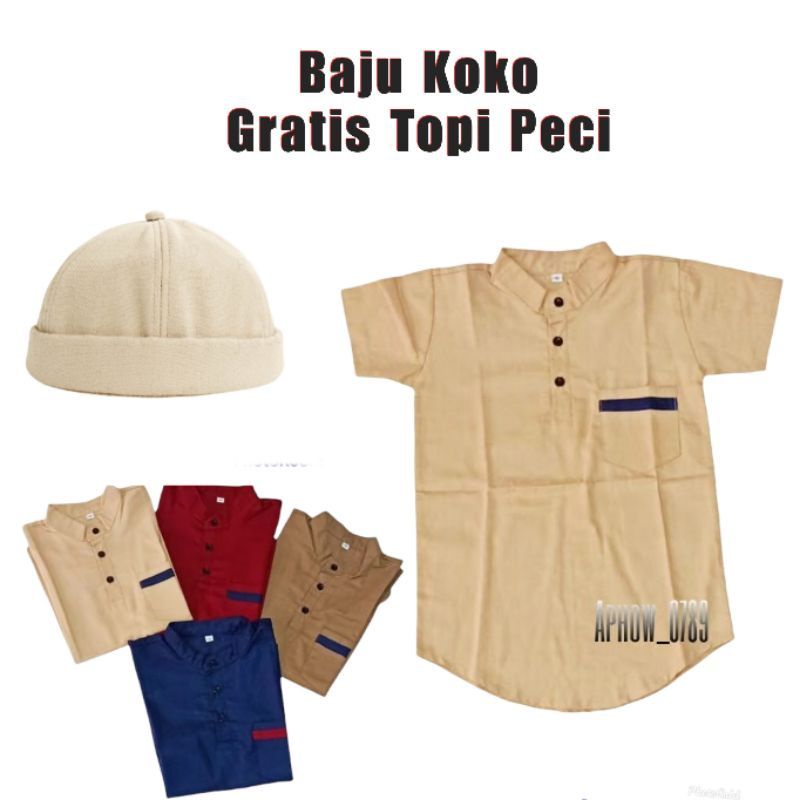 pakaian muslim anak laki laki baju koko GRATIS peci baju muslim baju koko turki