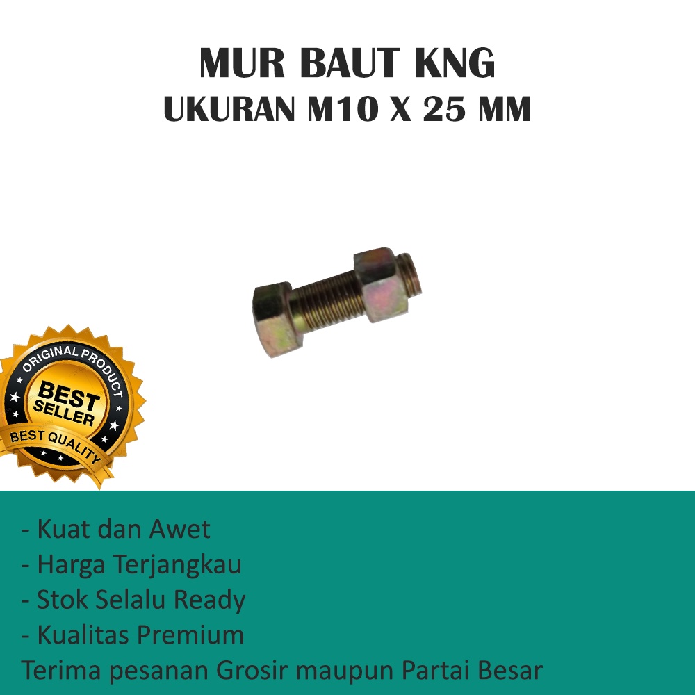 MUR BAUT UKURAN M10 X 25 MM KNG MURAH (HARGA PER 10 PCS)