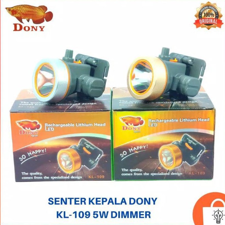 SENTER KEPALA DONY KL-109 KL109 ORIGINAL 5W ANTI AIR - PUTIH - KUNING