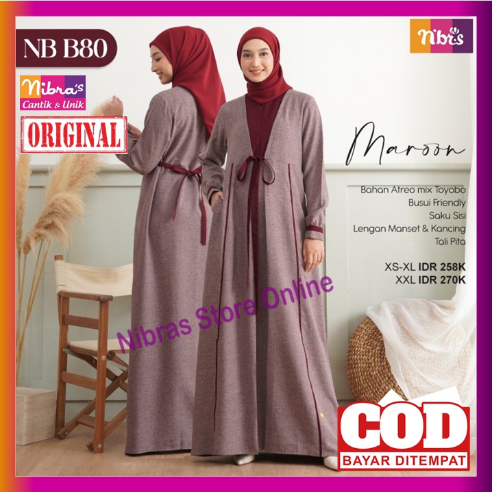 Nibras Gamis Terbaru 2022 NB B80 Gamis Nibras Promo Baju Dress Dres Wanita Dewasa Muslim Syari Busui