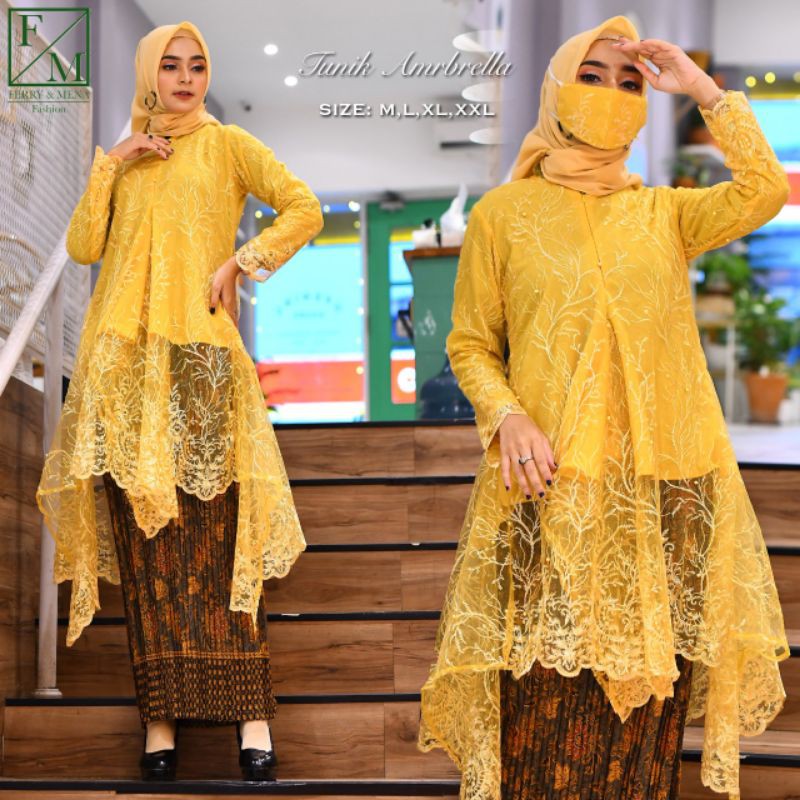 gamis brokat kombinasi model terbaru/kebaya simple pesta kondangan wisuda/dress elegan