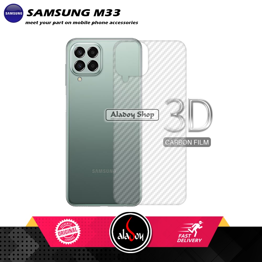 PAKET 2 IN 1 Tempered Glass Layar Samsung M33 2022 + Skin Carbon Film 3D