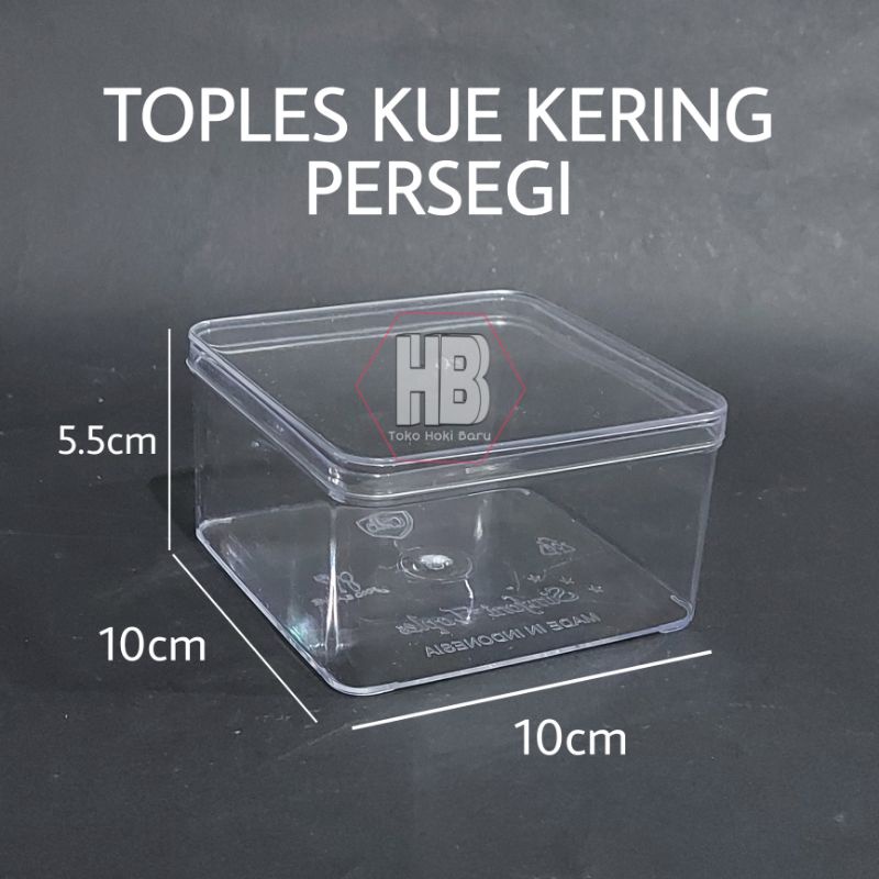 TOPLES KUE KERING 300 gram / KOTAK KUE LEBARAN / STOPLES KOTAK MIKA PERSEGI HARDTOP / BOX DESSERT PE