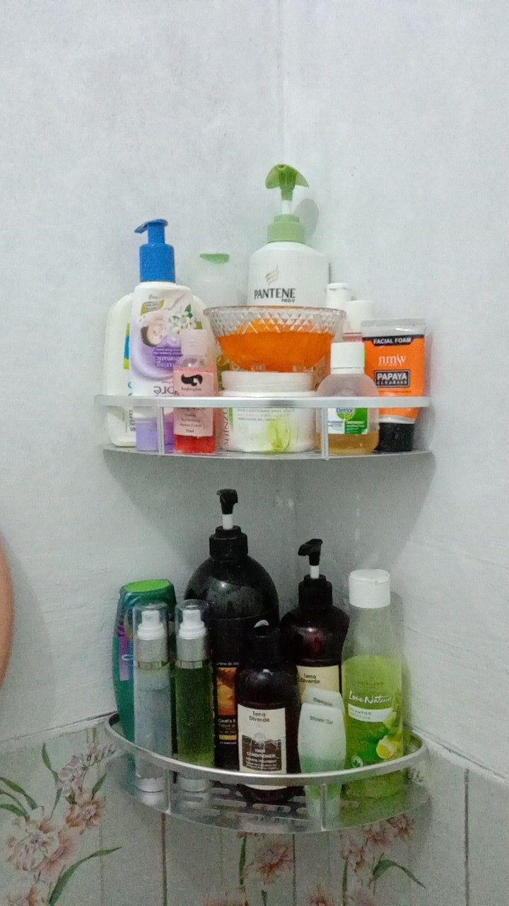 Rak Dinding Sudut Siku 3 Susun Toilet Wc Kamar Mandi Aluminium M48