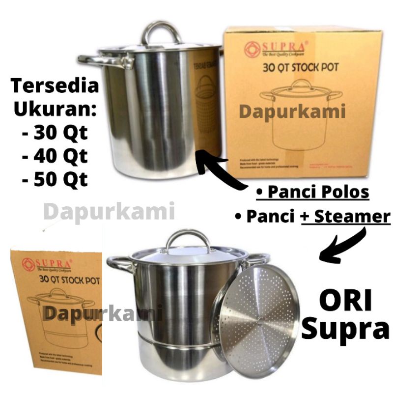 Panci Stockpot Supra 30qt • Panci Steamer Supra 30 Qt • Panci Supra Ori