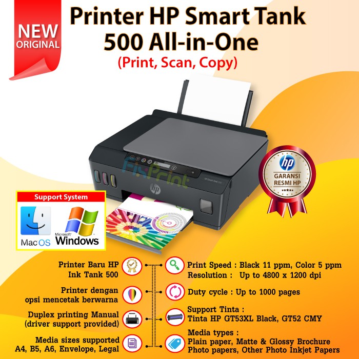 Printer Smart Tank HP 500 Print Scan Copy Pengganti HP 315 all in one