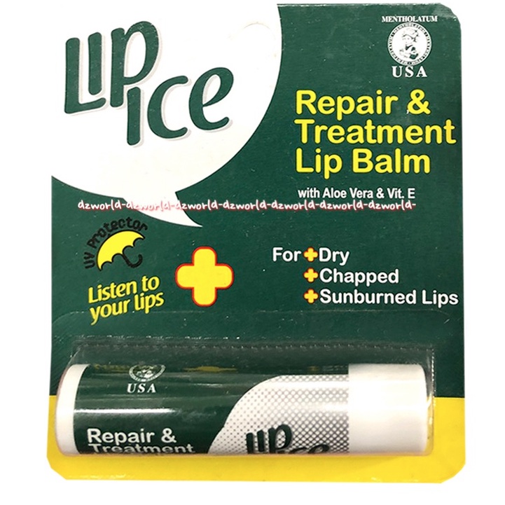 Lip Ice Repair &amp; Treatment 4.2gr Lip Balm Aloe Vera Vit E Lipgloss Untuk Perawatan Bibir Pecah Pecah Lipice Pelembab Bibir