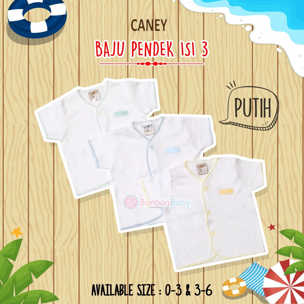 Caney baju pendek isi 3 dasar putih atau warna