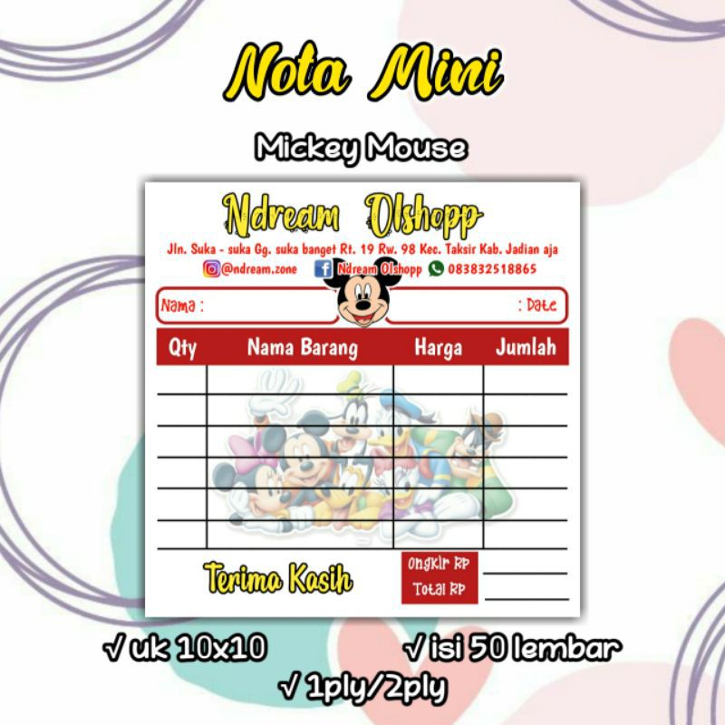

NOTA MINI OLSHOP MICKEY MOUSE