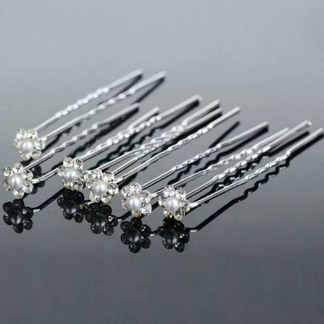 Mini Hairpin - Aksesoris Rambut Modern - Tusuk Konde Motif Permata Silver