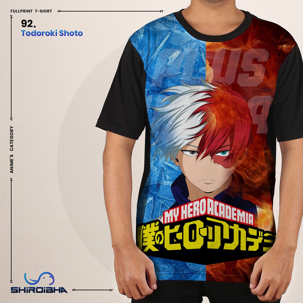 Kaos Fullprint Shiroibha - Anime Todoroki Shoto